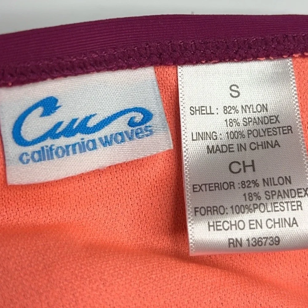 California Waves Wine Hypnotic Optic Strappy Hipster Bikini Bottoms. Size S
